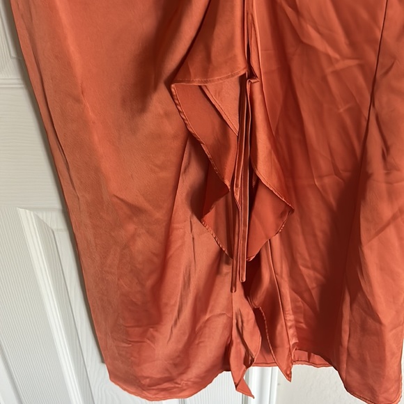 Mia Paluzzi midi asymmetrical dress color burn orange, adjustable straps - Picture 3 of 5